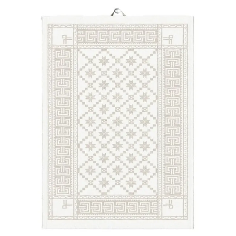 Åttebladrose håndkle 50x70 cm beige