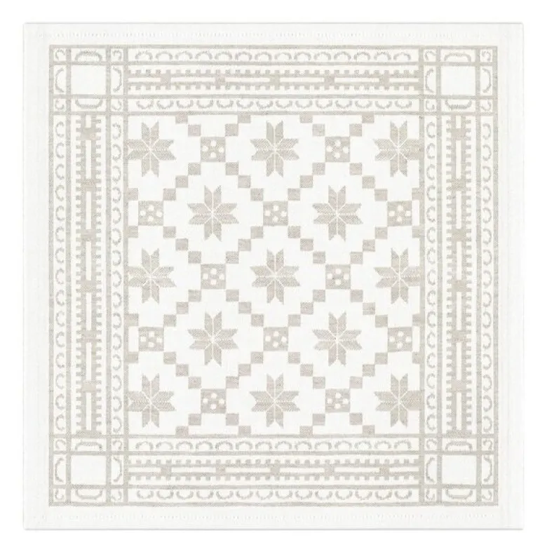 Åttebladrose serviett 35x35 beige