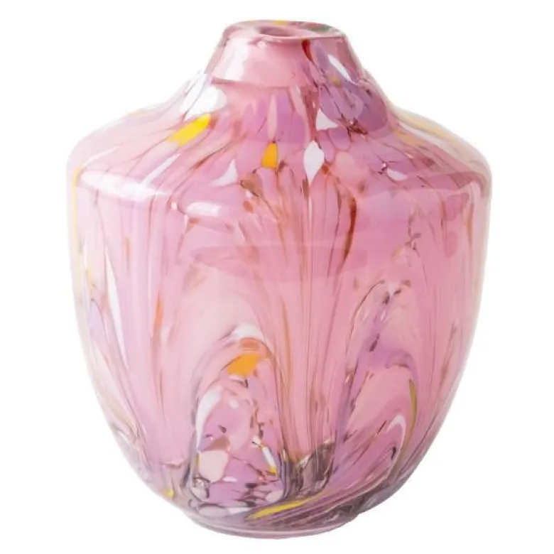 Unik skulptur kunstglass S 17 cm rosa multi