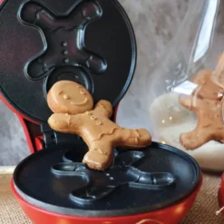 Vaffeljern pepperkakemann jul rød/svart