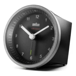 Vekkerklokke analog DCF 8 cm sølv/svart