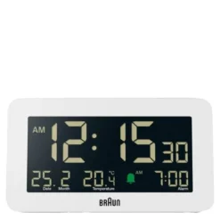 Vekkerklokke digital 13,5 cm hvit