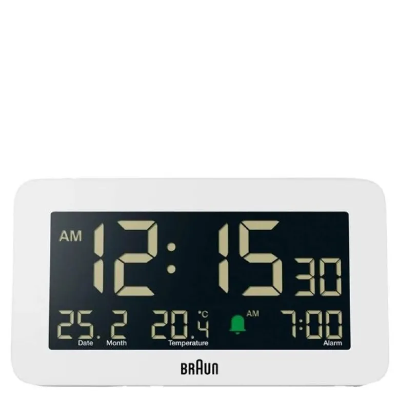 Vekkerklokke digital 13,5 cm hvit