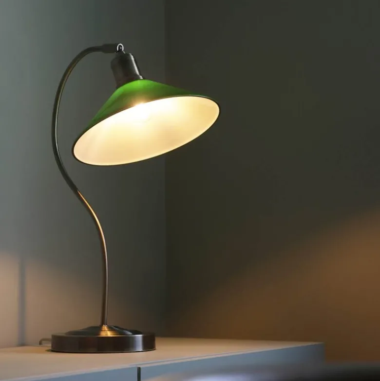 Vela bordlampe 49 cm antique messing/grønn