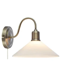 Vela vegglampe 21 cm antique messing/hvit
