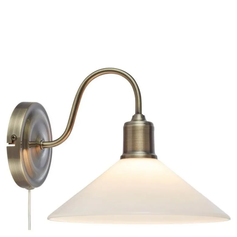 Vela vegglampe 21 cm antique messing/hvit