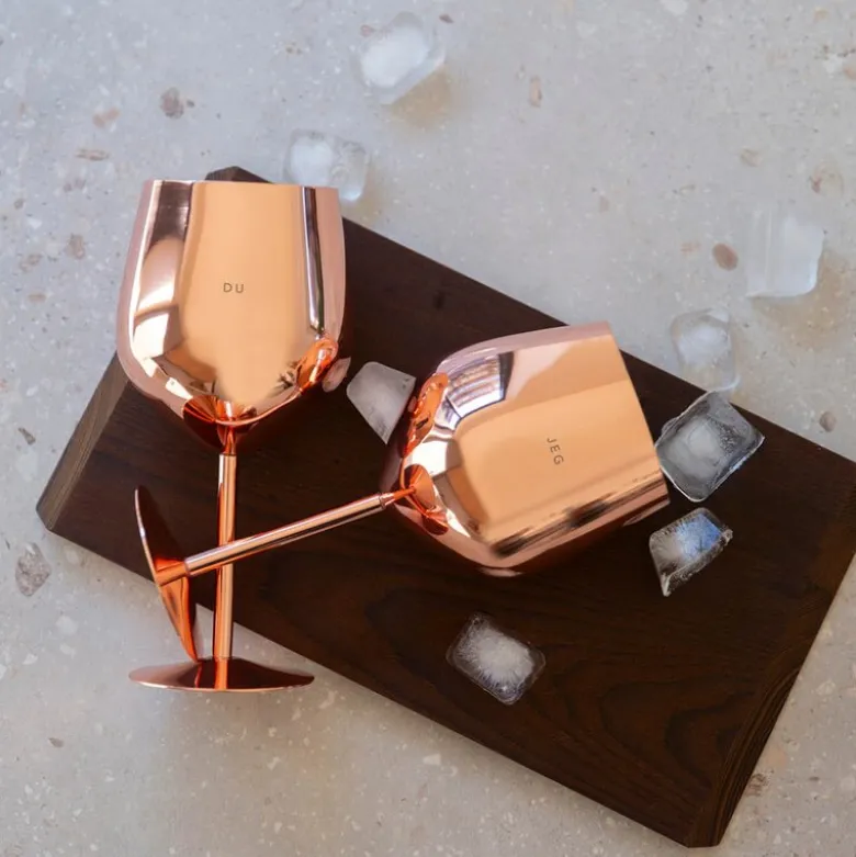 Vinglass stål DU & JEG 45 cl 2 stk roségull