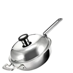 316 wokpanne med lokk 22 cm rustfritt stål