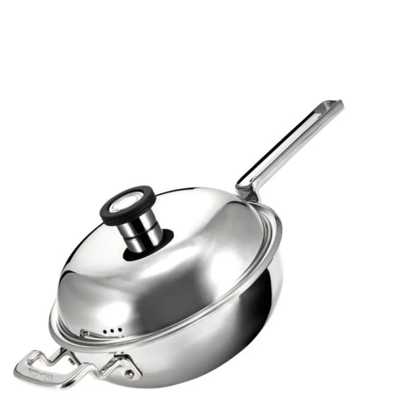 316 wokpanne med lokk 22 cm rustfritt stål
