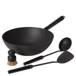 Woksett karbonstål med redskap 32 cm
