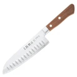 Wood santokukniv m/ luftlommer 16,5 cm blank/tre